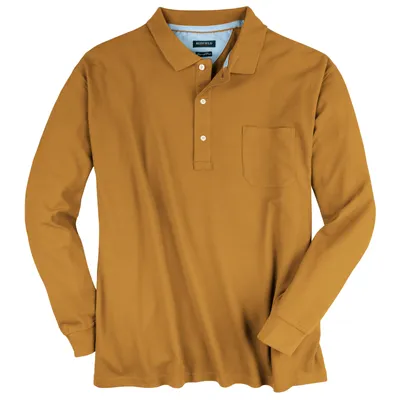 Produktbild von Redfield Langarm-Poloshirt große Größen senfgelb