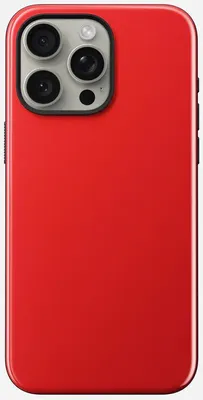 Image de Nomad Sport Coque iPhone 15 Pro – Compatible avec MagSafe et le chargement sans fil – Plaque arrière brillante et antidérapante – Bumper de protection en TPE antidérapant - Rouge