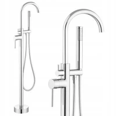 Produktbild von Freistehende Badewanne-Duscharmatur, Bodenmontage, Chrom, Badewanne-Duschkopf