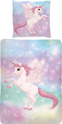 Produktbild von Traumschlaf Bettwäsche Einhorn 135x200 cm + 80x80 cm