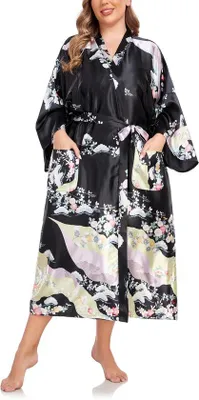 Immagine prodotto di Coprispalle kimono lungo taglia forte 3XL nero a costine sottili