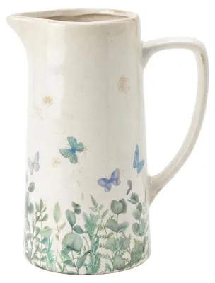 Produktbild von Clayre & Eef Dekorative Kanne Beige Keramik Schmetterlinge