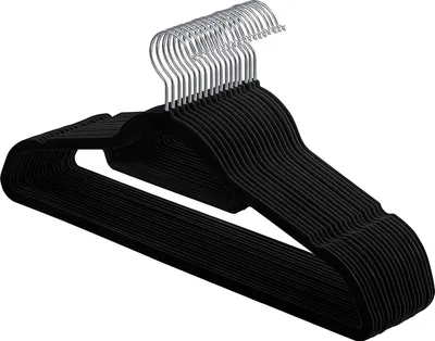 Zdjęcie produktu dla Wieszaki Valora Velvet 50 szt. CRF50B - smukłe wieszaki welurowe w zestawie 50 sztuk, zapewniające schludne przechowywanie