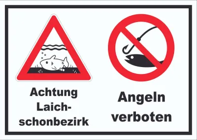 Produktbild von Achtung Laichschonbezirk Angeln verboten Schild A6 (105x148mm)