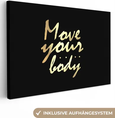 Produktbild von OneMillionCanvasses® - Leinwandbilder - 150x100 cm, Zitat - Tanzen - Gold - Schwarz, Wandbilder Kunstdruck Wanddekoration