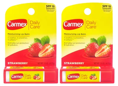 Produktbild von CARMEX Lippenbalsam - 2er Pack - Erdbeergeschmack - Lichtschutzfaktor 15 - Daily Care Strawberry