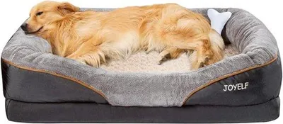 Obrázek produktu pro Ortopedický polštář pro psy XL, pelíšek pro psy z paměťové pěny, 102 x 77 x 23 cm, pratelný potah, šedý
