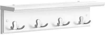 Immagine prodotto di Appendiabiti a parete con 4 ganci doppi, in MDF, bianco, dimensioni 40 x 10,5 x 10,5 cm