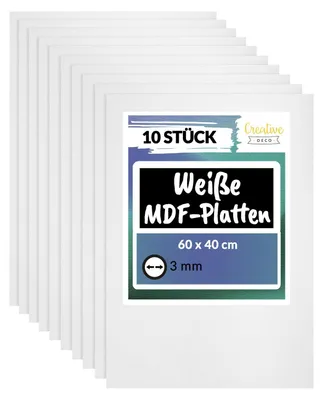 Productafbeelding van Creative Deco 10 x Witte MDF-platen, 600 x 400 x 3 mm