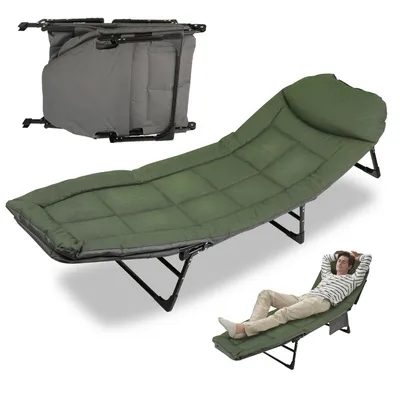 Immagine prodotto di Yakimz carpa lounger pesca lounger XXL 200x64x32cm, verde pieghevole