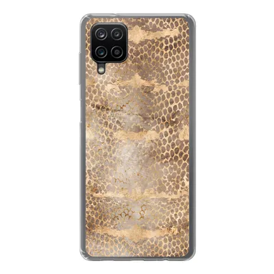 Produktbild von MuchoWow® Handyhülle Schutzhülle Hülle für Samsung Galaxy A12 Schlangendruck - Gold - Braun Silikon Softcase Handy Hülle - Bild