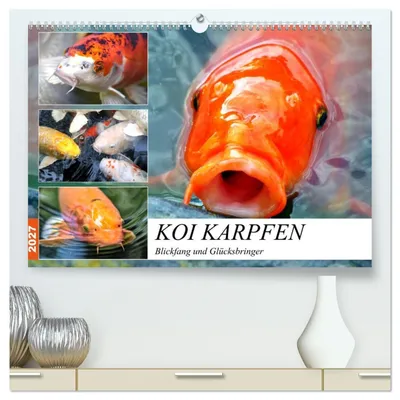 Produktbild von Koi Karpfen. Blickfang und Glücksbringer (hochwertiger Premium Wandkalender 2027 DIN A2 quer), Kunstdruck in Hochglanz