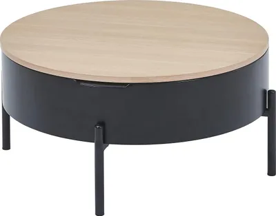 Produktbild von Couchtisch mit hochklappbarer Platte aus MDF und Metall – Schwarz und naturfarben – NIMORA