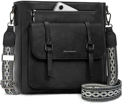 Produktbild von Umhängetasche Damen Mittelgroß Handtasche Damen Leder Crossbody Bag Damen-Umhängetaschen Schultertasche Handtaschen Damenhandtasche mit Breiten Schultergurten Schwarz