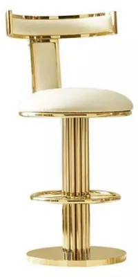 Produktbild von Designer Weißer Esszimmer Stuhl Edelstahl Gestell Metall Einsitzer Stühle