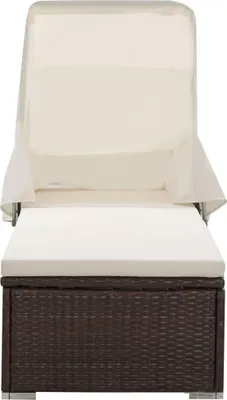 Produktbild von vidaXL Sonnenliege mit Dach und Kissen Poly Rattan Braun