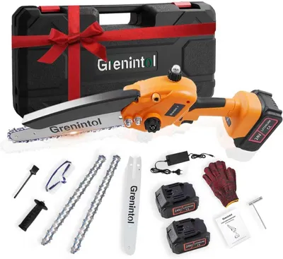 Produktbild von Grenintol 8 Zoll Akku-Kettensäge, 1000 W Mini Kettensäge mit 2×3000mAh/24V Akku, Einhand Kettensäge, Astsäge, Akku Motorsäge, für Garten & Holz