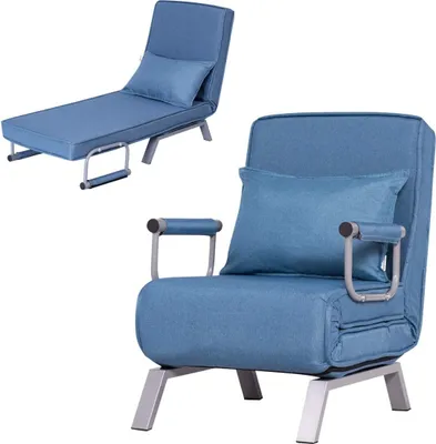 Produktbild von Schlafsofa klappbar, Sofa mit Bettfunktion, Klappsessel Sofabett Schlafsessel Einstellbar, Sofabett Sofa mit Schlaffunktion (Blau)