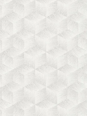 Produktbild von PVC-freie 3D-Optiktapete mit Quadratmuster & Glanzeffekt – Grau, Weiß