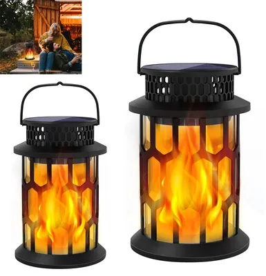 Produktbild von Solarleuchten Außen flackernde Flamme wasserdicht Solarlaterne für Garten Terrasse Hof 2er Set