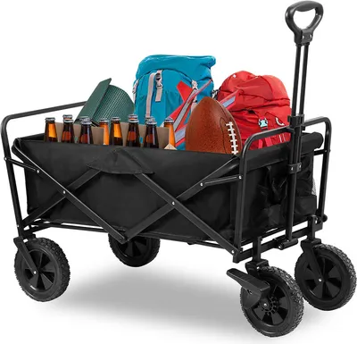 Produktbild von Jopassy Bollerwagen faltbarer Tragfähigkeit bis ca. 100 kg - schwarz Bollerwagen faltbarer Strandwagen Handwagen Gerätewagen faltbar Kinder Ausflug