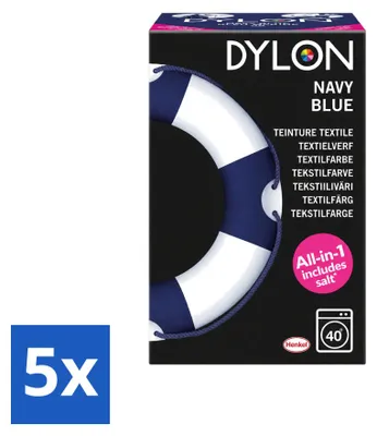 Zdjęcie produktu dla 5 sztuk farby do tkanin Dylon All-in-One - kolor granatowy - 350g - zestaw ekonomiczny