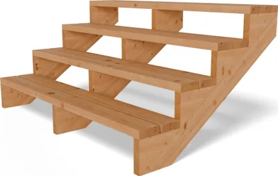 Produktbild von Terrassentreppe aus Lärche Treppe Stufen Wangentreppe Breite Größe: 4-stufig Breite: 150 cm