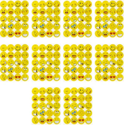Produktbild von Oblique Unique 200 Smiley Sticker Set Aufkleber Mix verschiedene Stimmungen  - gelb