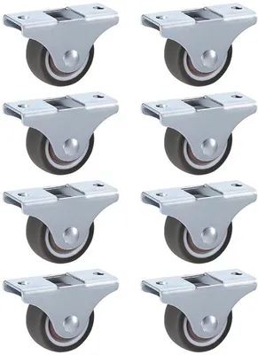 Produktbild von Famanu TPR Rollen Set - Leise Gummi-Lenkrollen mit hoher Tragfähigkeit - Ø 38 x 17 mm - Grau