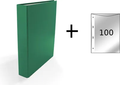 Produktbild von Ringbuch / DIN A5 / 4-Ring Ordner / Farbe: grün + 100 Prospekthüllen