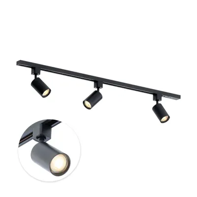 Produktbild von Qub Focus III - LED Schienensystem - Schwarz - 1-Phasen - 100cm - 3x GU10 Spots - I-Form