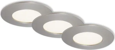 Image de Lampe LED encastrée BRILONER LEUCHTEN FLAT IN, 4,8 W, 600 lm, IP44, nickel mat, plastique, set de 3, Ø 8,5 cm