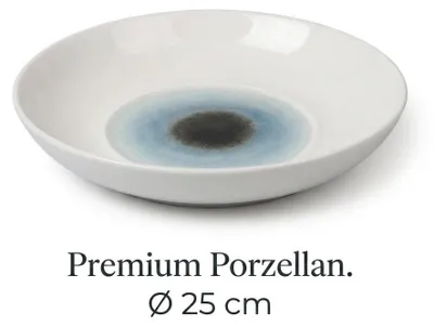 Premium Porzellan Speiseteller Ø25 cm – Elegantes Center-Auge-Design in Tiefblau