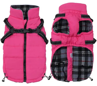 Productafbeelding van Warme winterjas met buikbescherming voor kleine honden - Waterdicht, roze, maat XS