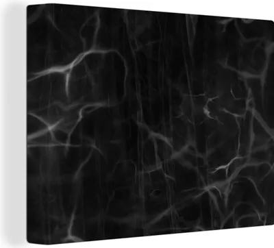 Produktbild von MuchoWow® - Leinwandbilder - Marmor - Muster - Schwarz, Wandbild, Wanddeko Bilder Wohnzimmer, 80x60 cm