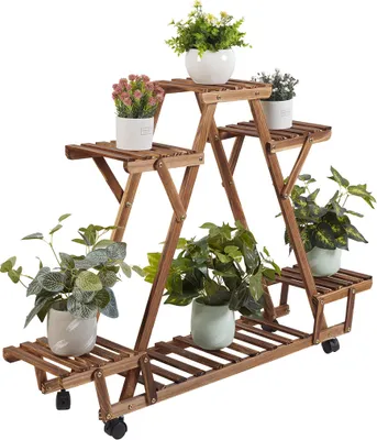 Immagine prodotto di WISFOR scaffale per fiori, scala per fiori a 6 livelli, scala per piante per balcone interno soggiorno giardino esterno decorazione scaffale per piante legno