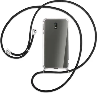 Produktbild von Handykette Backcover-Schutzhülle mit Band (Metall silberfarben) für Nokia 3 - schwarz