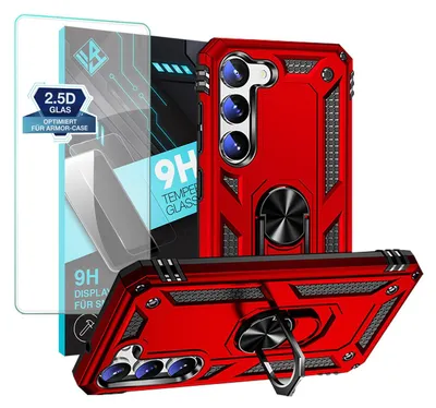 Produktbild von Armor Outdoor Handyhülle für Samsung Galaxy S23 Handy Panzer Case Schutzhülle mit 9H Displayglas Displayschutz Farbe: Rot