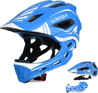 Produktbild von LIXADA kask rowerowy dziecięcy kask rowerowy chłopięcy dziewczęcy kask sportowy zdejmowany kask na całą twarz niebieski na rower deskorolka wrotki