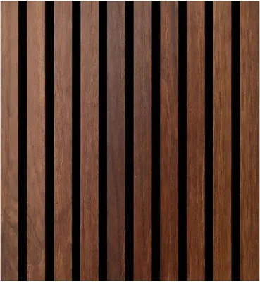 Produktbild von Dekorative Holzlamellenpaneele, MDF-Lamellen und PET-Filz, 12er-Set à 60 x 60 cm, schallabsorbierende Wandverkleidung, hellwalnussfarben
