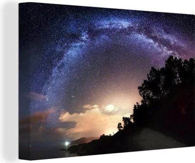 Produktbild von OneMillionCanvasses® - Leinwandbilder - 140x90 cm, Die Milchstraße über Spanien, Wandbilder Kunstdruck Wanddekoration