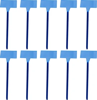 Produktbild von 10pcs Pflanzenbezeichnung glatte Oberflächenspitze Kopfblume Pflanzetikett Gartenmarker Haushaltsvorräte-Blau