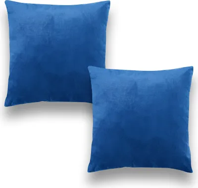 Produktbild von Brielle 2er Set Samt Kissenbezug Kissenhülle Sofakissen Dekokissen Bezug mit Verstecktem Reißverschluss 40 x 40 cm Dunkelblau