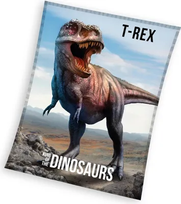 Imagen del producto de Manta polar con estampado de dinosaurio T-Rex, 130x170 cm