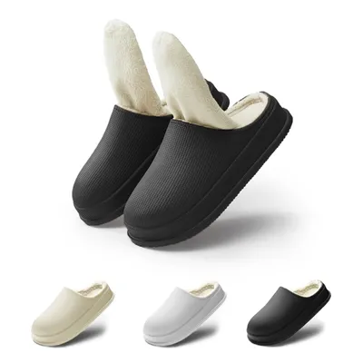 Produktbild von Hausschuhe Damen & Herren Winter – Warm Gefüttert, Rutschfest, Wasserfest, EVA Pantoffeln mit Plüsch-Futter, Bequeme Slippers für Indoor & Outdoor