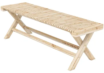 Produktbild von Gartenbank aus Massivholz, Gartenbank mit Lattenrostsitz, Holzoptik, 140 x 40 x 43 cm, Naturholz