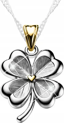 Image de Collier en argent avec trèfle à quatre feuilles et trèfle en forme de cœur, ARGENT 925