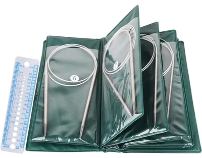 Produktbild von Rundstricknadeln Set 60 cm Edelstahl 11 Stück mit Etui & Nadellehre für Anfänger