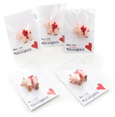 Produktbild von 10 rosa Glücksschweine & Schmuckkärtchen Nur eine klitzekleine Kleinigkeit - kleines Geschenk10 Stück
