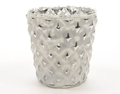 Produktbild von Teelicht Windlicht Glas Teelichthalter silber Diamant antik 9cm